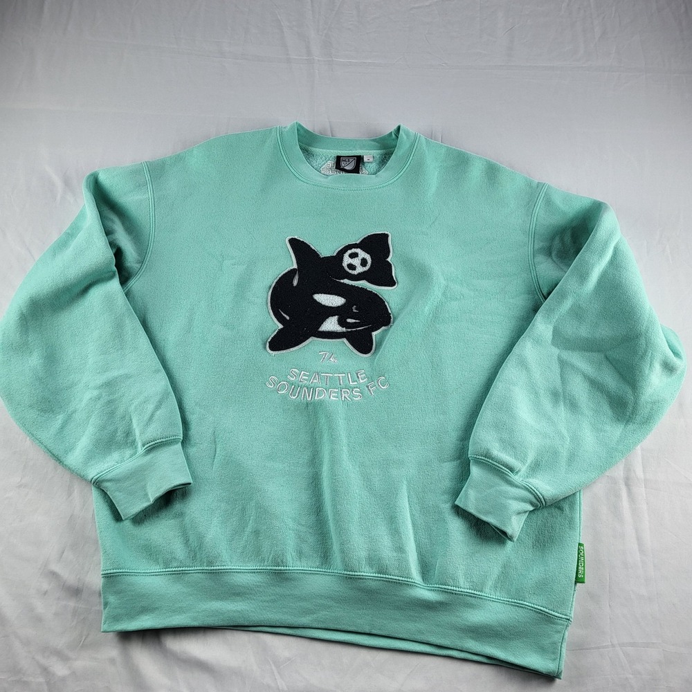 Seattle Sounders Women's Sweatshirt Sage Orca Medium MLS Soccer Embroidered